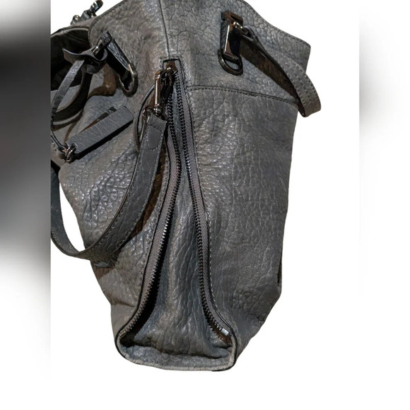 Vince Camuto Myri Tote Shoulder Bag Purse Leather Steel Grey Grunge Buttery Soft - Picture 6 of 10
